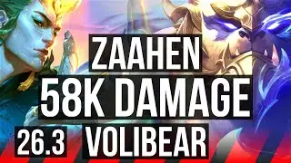 ZAAHEN vs VOLIBEAR (TOP) | 58K damage, Good KDA: 15/3/10 | KR Master | 26.3