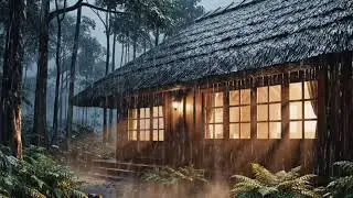 Dark Rain Loop for Sleep | Forest Cabin Live