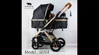 SENA سترولر بيبى كاريكوت فاخره مزوده بمظله وكفر من الجلد من لوسيد موديل – أسود