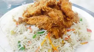 Restaurant style Rice platter recipe|| 3 in 1 recipe   || crispy chicken with Chinese rice & sauces
