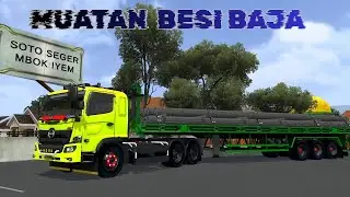TRUCK HINO MUATAN BESI BAJA SUSPENSI LEMES KELUAR DARI PROYEK