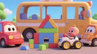 Cars Build Shapes with Blocks with Baby Wheel on the Bus | Shape Learning Kids Songs