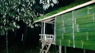 2 Hari membangun shelter atap daun digiyur hujas deras