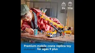 Игрушечный мобильный строительный кран LEGO City желтого цвета