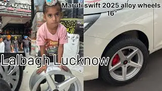 Maruti swift 2025  alloy wheels ￼16&rdquo; installation in Lalbagh Lucknow ￼