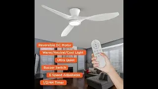 TALOYA 52 inch Ceiling Fans with Lights Remote Control, Modern Low Profile Ceiling Fan