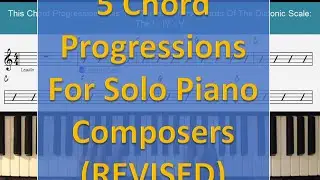 5 Chord Progressions For Solo Piano & New Age Piano