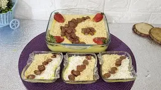 حلى الكاسترد  بمكونين من ألذ الحلويات الباردة كاسترد بالبسكويت