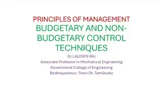POM Unit V Budgetary and Nonbudgetary Control Techniques