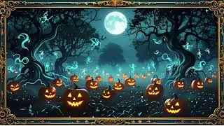 Halloween Night Wall Art for Frame TV 4K &ndash; Moonlit Pumpkin Field