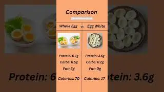 Egg Comparison, Whole Egg🥚, Egg White. Which One Will You Choose? Choose One.😌 #healthyeating #diet
