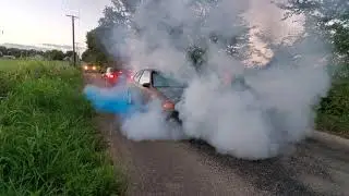 Baby / Gender Reveal The Coffeebean F22 Turbo civic Best burnout blue powder colored tire smoke