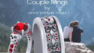 Gothic Lover's Black Skull Couple Rings