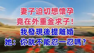 妻子迫切想懷孕，竟在外重金求子！我發現後提離婚，她：你就不能忍一忍嗎？