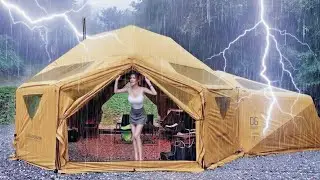 Camping In Heavy Rain ⛈️ Thunderstorm Night In Luxury Tent | Korean Healing ASMR