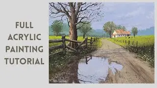 AFTER THE RAIN | Acrylic Painting Tutorial. Step by step instructions in real time for beginners.