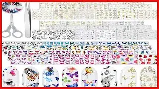Nail Stickers 60 Sheets, EAONE Butterfly Nail Stickers Water Transfer Self-Adhesive Flower Nail