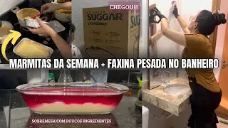 Faxina pesada no banheiro | Marmitas da semana | Tivemos uma decepção 😢| Fui no mercado com a neném