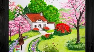 SPRING SEASON SCENERY DRAWING. Easy Steps  / BAHOR FASLI RASMINI CHIZISH. Bosqichma bosqich #7