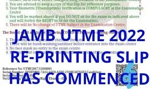 2022 JAMB RE-PRINTING SLIP