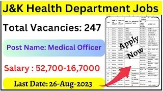 J&K Health Department New Vacancy 2023 | Total Posts: 247 | J&K Health Jobs Out 2023 | J&K New Govt