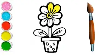 Cute Flower drawing for beginners | Coloring & Painting | Toddlers | Kids Drawing | Kids video 