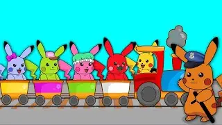 Mega Pikachu family stolen Train wheel, Pikachu Pokemon Animation Rhymes Songs for Kids