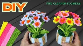 🧶 Turn Pipe Cleaners & Bottles into Adorable Flower Pots! | Unique Recycling Idea ♻️