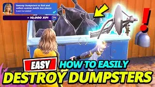 How to EASILY Destroy Dumpsters to find and collect Custom Battle Bus Pieces - Fortnite Chapter 7