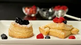 So crispy and flaky!  Homemade Puff Pastry, just 4 ingredients.