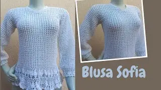 Blusa Sofia- Manga Longa- Em croch&ecirc;- passo a passo 
