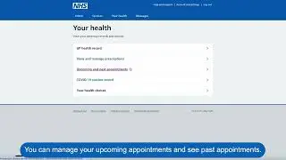 Your health page in the NHS account