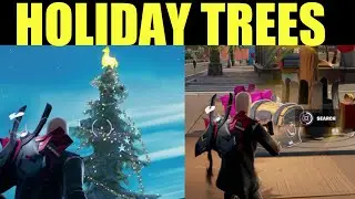 Search a treasure chest under a holiday tree Location - Fortnite HOLIDAY TREE LOCATIONS