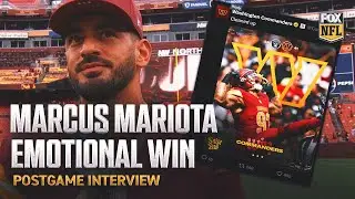 Marcus Mariota gets emotional after Commanders&rsquo; win over his former team, the Raiders