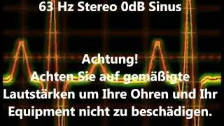 63 Hz  Sinus Ton Test 0dB Stereo Piepton Wave Ton
