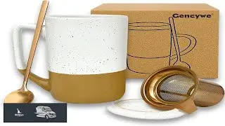 Ceramics Large Tea Cup with Loose Leaf Infuser Spoon and Lid 16