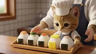 AI Cat Cooking Challenge | Can This Kitten Make Onigiri?