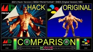 [Hack] Mortal Kombat (Sega Genesis vs SNES) Side by Side Comparison - Dual Longplay | VCDECIDE