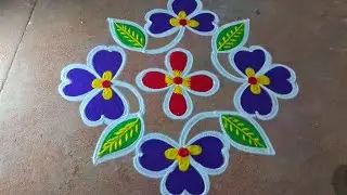 Friday special flower rangoli kolam5*3*3 Thai madham simple kolangal pandaga muggulu KanishCreatives