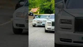 Chrysler Limousine and Rolls Royce Phantom serving Bride and Groom at Vale Royal Abbey in Cheshire,