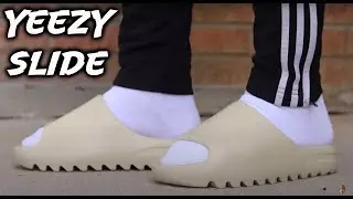 Обзор Adidas Yeezy Slide Bone + на ногах