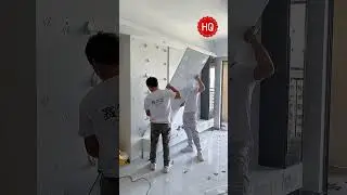 Living room TV background wall installation #walldecor #interiordesign