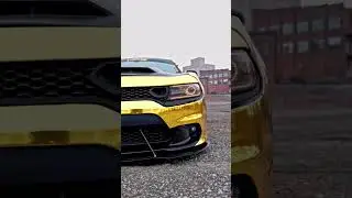 Crazy Bagged Gold Chrome and Diamond Black Dodge Charger #cars #mopar #carwrap  #scatpack #hellcat