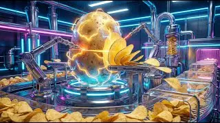 Inside a Futuristic Potato Chip Factory Perfect Slicing & Stacking Loop ASMR