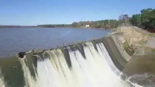 Great Pee Dee River, Blewett Falls Lake/Dam aerial 4K footage