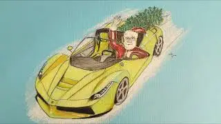 Santa's New Ride, Ferrari Laferrari Aperta Timelapse Art