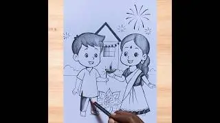 Happy diwali drawing easy #shorts #happydiwalidrawing #diwali #art #howtodraw #easydrawimg #viral