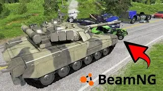 CZOŁG T-80U VS CAŁE MIASTO + DUZE AUTOBUSY w BEAMNG.DRIVE 