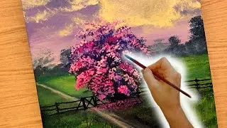 How to Paint Tree Volume and Light -Acrylic Painting Landscape Step by Step for beginners 