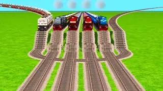 MOST CRAZIEST TRAINS CROSSING ON BIGGEST SHARP U-TURN RAILROAD TRACKS | Railworks Beamng Drive Crash